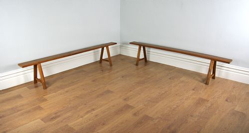 fig 1. Pair of 7ft 4” French Cherry Wood Country Benches (c.1840)