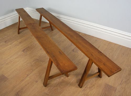 fig 2. Pair of 7ft 4” French Cherry Wood Country Benches (c.1840)