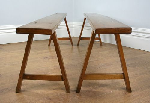fig 3. Pair of 7ft 4” French Cherry Wood Country Benches (c.1840)