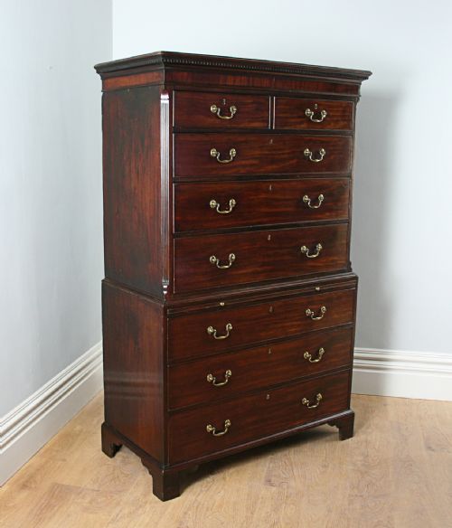 fig 1. English George III Mahogany Chippendale Influenced Chest on Chest (c.1780)