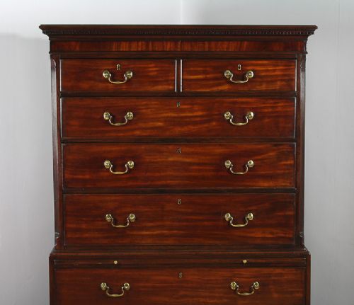 fig 2. English George III Mahogany Chippendale Influenced Chest on Chest (c.1780)