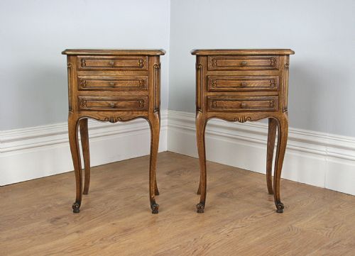 Pair of Antique French Oak Bedside Cabinets Tables