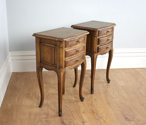fig 1. Pair of Antique French Oak Bedside Cabinets Tables
