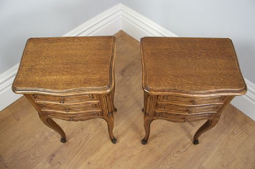 fig 2. Pair of Antique French Oak Bedside Cabinets Tables