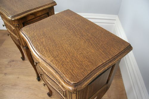 fig 3. Pair of Antique French Oak Bedside Cabinets Tables
