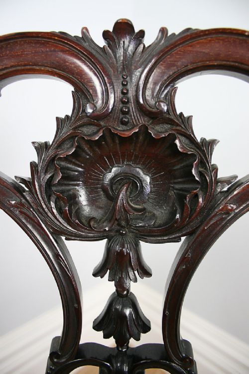 fig 3. Carved Mahogany Rococo Brass Inlay Occasional Office Carver Armchair (Circa 1880)