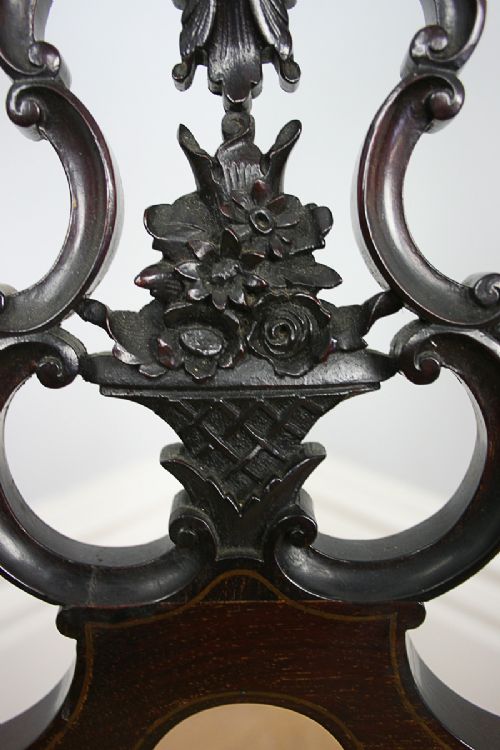fig 4. Carved Mahogany Rococo Brass Inlay Occasional Office Carver Armchair (Circa 1880)