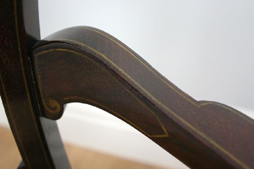 fig 5. Carved Mahogany Rococo Brass Inlay Occasional Office Carver Armchair (Circa 1880)