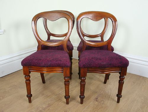 fig 1. Set of 4 Four Victorian Mahogany Balloon Back Dining Chairs (Circa 1870)