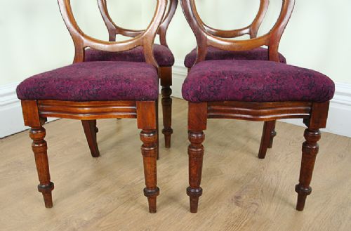 fig 2. Set of 4 Four Victorian Mahogany Balloon Back Dining Chairs (Circa 1870)