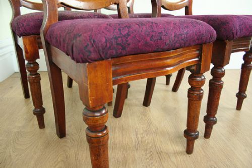 fig 4. Set of 4 Four Victorian Mahogany Balloon Back Dining Chairs (Circa 1870)
