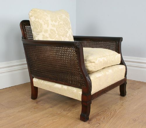 fig 6. 3 Piece Mahogany Geometric Bergere Cane Suite Couch Settee Sofa (Circa 1920)