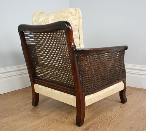 fig 7. 3 Piece Mahogany Geometric Bergere Cane Suite Couch Settee Sofa (Circa 1920)