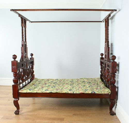 fig 2. 4ft 6” Colonial Raj Victorian Bombay Teak Four Poster Bed (Circa 1880)