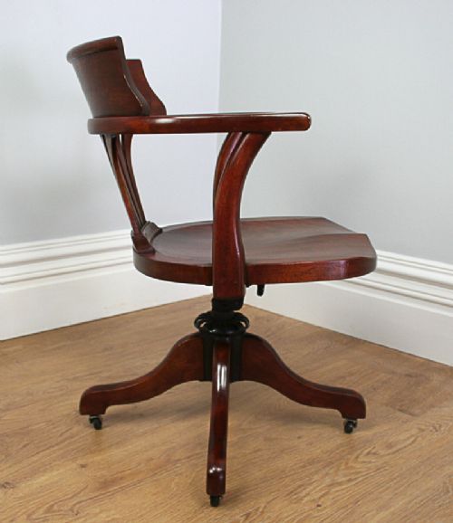 fig 2. Edwardian Mahogany Revolving Reclining Office Armchair (Circa 1900 - 1910)