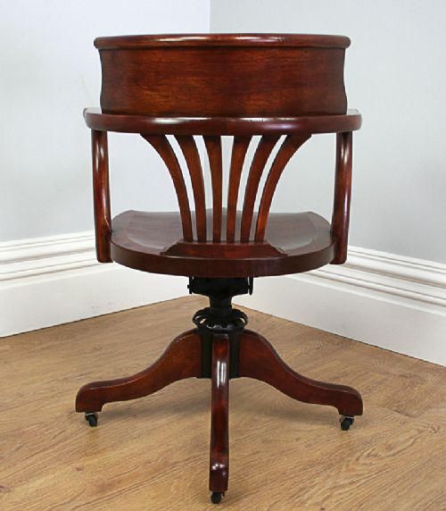fig 3. Edwardian Mahogany Revolving Reclining Office Armchair (Circa 1900 - 1910)