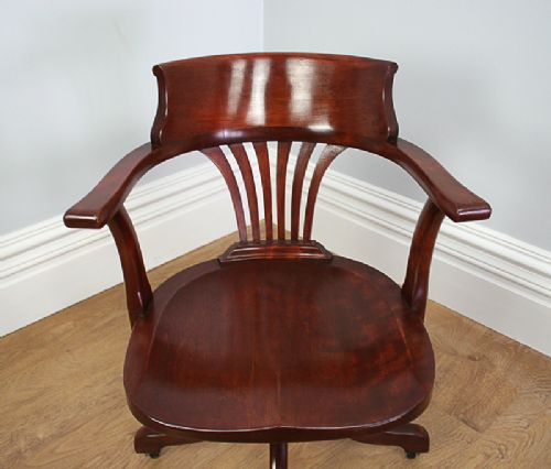 fig 5. Edwardian Mahogany Revolving Reclining Office Armchair (Circa 1900 - 1910)