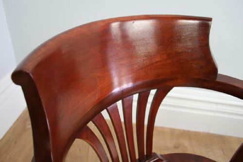 fig 6. Edwardian Mahogany Revolving Reclining Office Armchair (Circa 1900 - 1910)