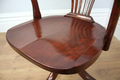 fig 8. Edwardian Mahogany Revolving Reclining Office Armchair (Circa 1900 - 1910)