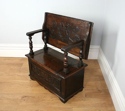 Antique Victorian 3ft Oak Monks Bench (Circa 1870 - 1890)