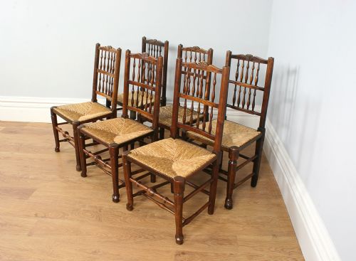 fig 2. Set of 6 Full Age Elm Spindle Back Country Kitchen Chairs (Circa 1780 - 1840)