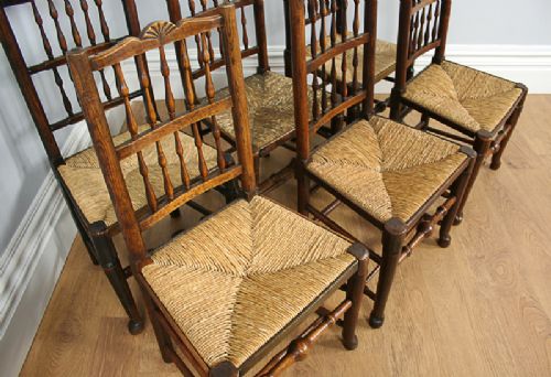fig 5. Set of 6 Full Age Elm Spindle Back Country Kitchen Chairs (Circa 1780 - 1840)