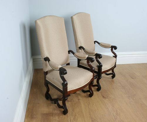 Pair of French Fauteuil Rococo Upholstered Rosewood Armchairs (Circa 1860)