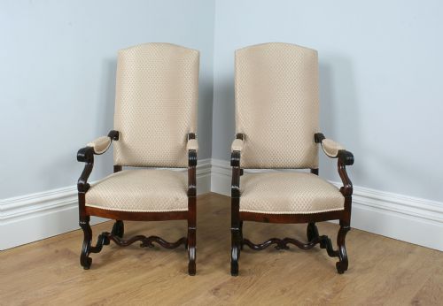 fig 1. Pair of French Fauteuil Rococo Upholstered Rosewood Armchairs (Circa 1860)