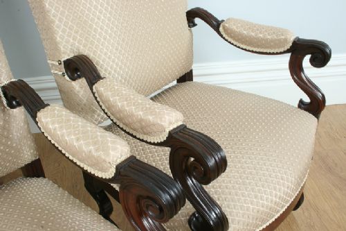 fig 3. Pair of French Fauteuil Rococo Upholstered Rosewood Armchairs (Circa 1860)