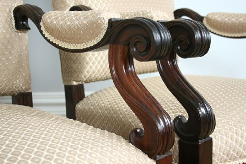 fig 4. Pair of French Fauteuil Rococo Upholstered Rosewood Armchairs (Circa 1860)
