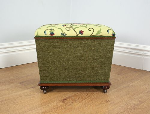 fig 1. Edwardian Mahogany Upholstered Concave Ottoman (Circa 1910)