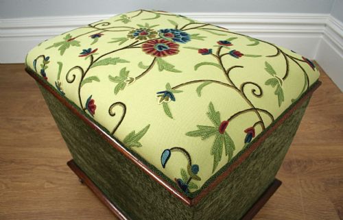 fig 4. Edwardian Mahogany Upholstered Concave Ottoman (Circa 1910)
