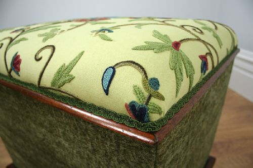 fig 7. Edwardian Mahogany Upholstered Concave Ottoman (Circa 1910)