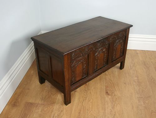 fig 2. Charles II Oak Somerset Carved Panel Coffer (Circa 1650 - 1700)