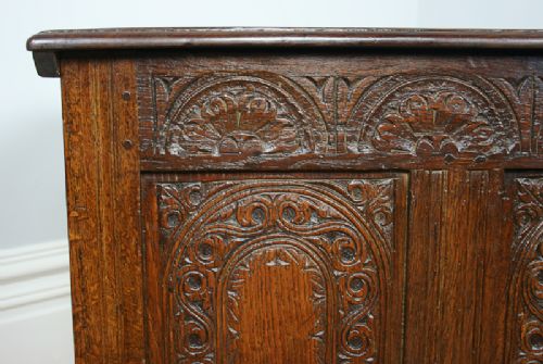 fig 4. Charles II Oak Somerset Carved Panel Coffer (Circa 1650 - 1700)
