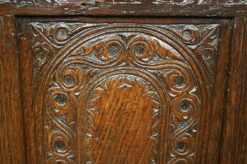 fig 6. Charles II Oak Somerset Carved Panel Coffer (Circa 1650 - 1700)