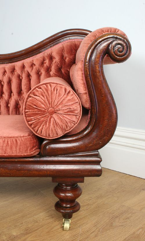 fig 6. Victorian Mahogany Button Upholstered Chaise Longue (Circa 1860)