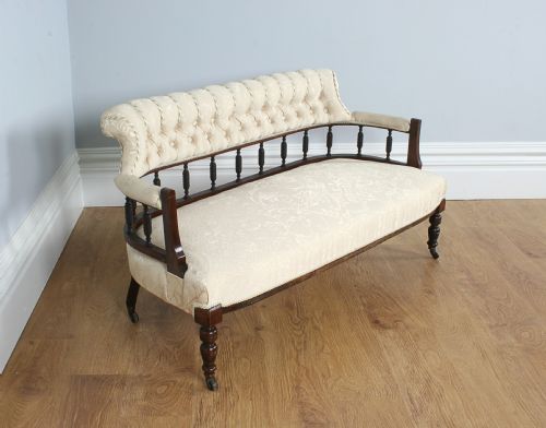 Edwardian Inlaid Rosewood Two Seat Tub Shape Couch (Circa 1890 - 1910)