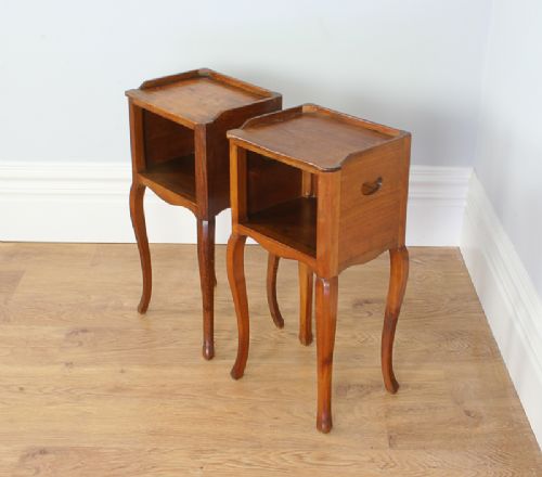 fig 1. Pair of French Chestnut Open Bedside Cupboards (Circa 1900 - 1920)
