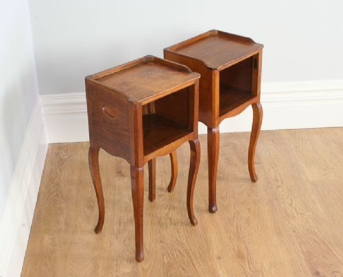 fig 2. Pair of French Chestnut Open Bedside Cupboards (Circa 1900 - 1920)