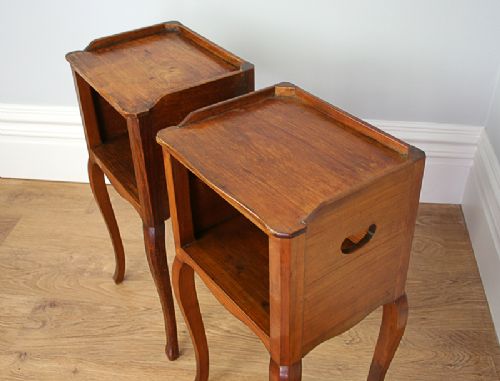 fig 5. Pair of French Chestnut Open Bedside Cupboards (Circa 1900 - 1920)