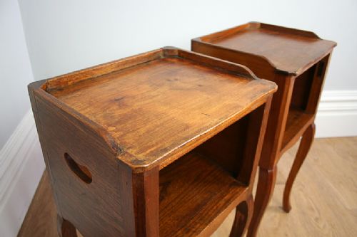 fig 6. Pair of French Chestnut Open Bedside Cupboards (Circa 1900 - 1920)
