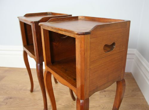 fig 7. Pair of French Chestnut Open Bedside Cupboards (Circa 1900 - 1920)