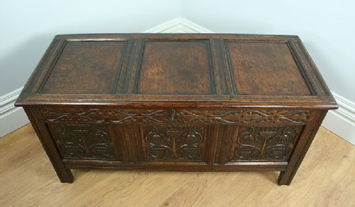 fig 2. Charles II North Country Carved Oak Coffer (Dated 1680)