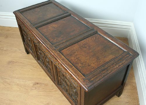 fig 3. Charles II North Country Carved Oak Coffer (Dated 1680)