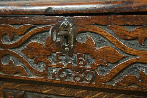 fig 6. Charles II North Country Carved Oak Coffer (Dated 1680)