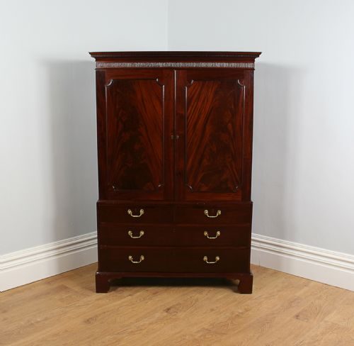 fig 1. George III Flame Mahogany Two Door Linen Press Cupboard (Circa 1780 - 1820)