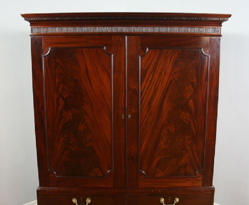 fig 2. George III Flame Mahogany Two Door Linen Press Cupboard (Circa 1780 - 1820)