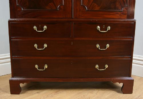 fig 3. George III Flame Mahogany Two Door Linen Press Cupboard (Circa 1780 - 1820)
