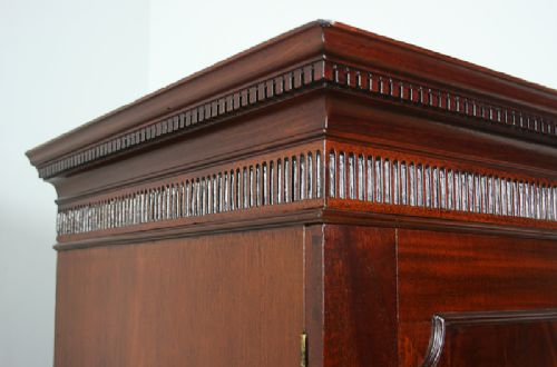 fig 4. George III Flame Mahogany Two Door Linen Press Cupboard (Circa 1780 - 1820)